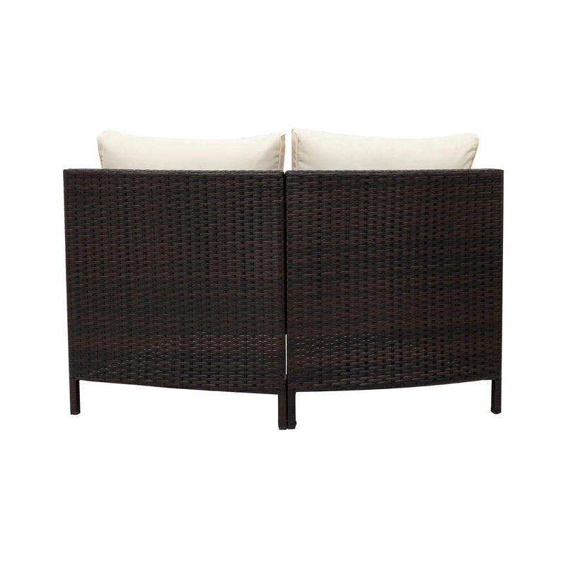 Alora Premium 5-Piece All-Weather Half-Moon Outdoor Rattan Wicker Patio Sectional Sofa Furniture Set With Tempered Glass Table (SAK32615) by SAKSBY WHOLESALE