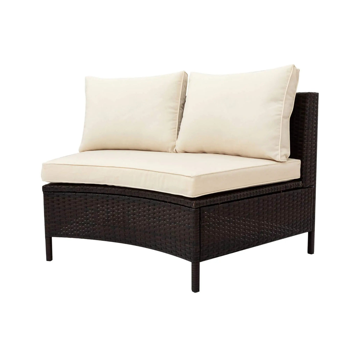 Alora Premium 5-Piece All-Weather Half-Moon Outdoor Rattan Wicker Patio Sectional Sofa Furniture Set With Tempered Glass Table (SAK32615) by SAKSBY WHOLESALE