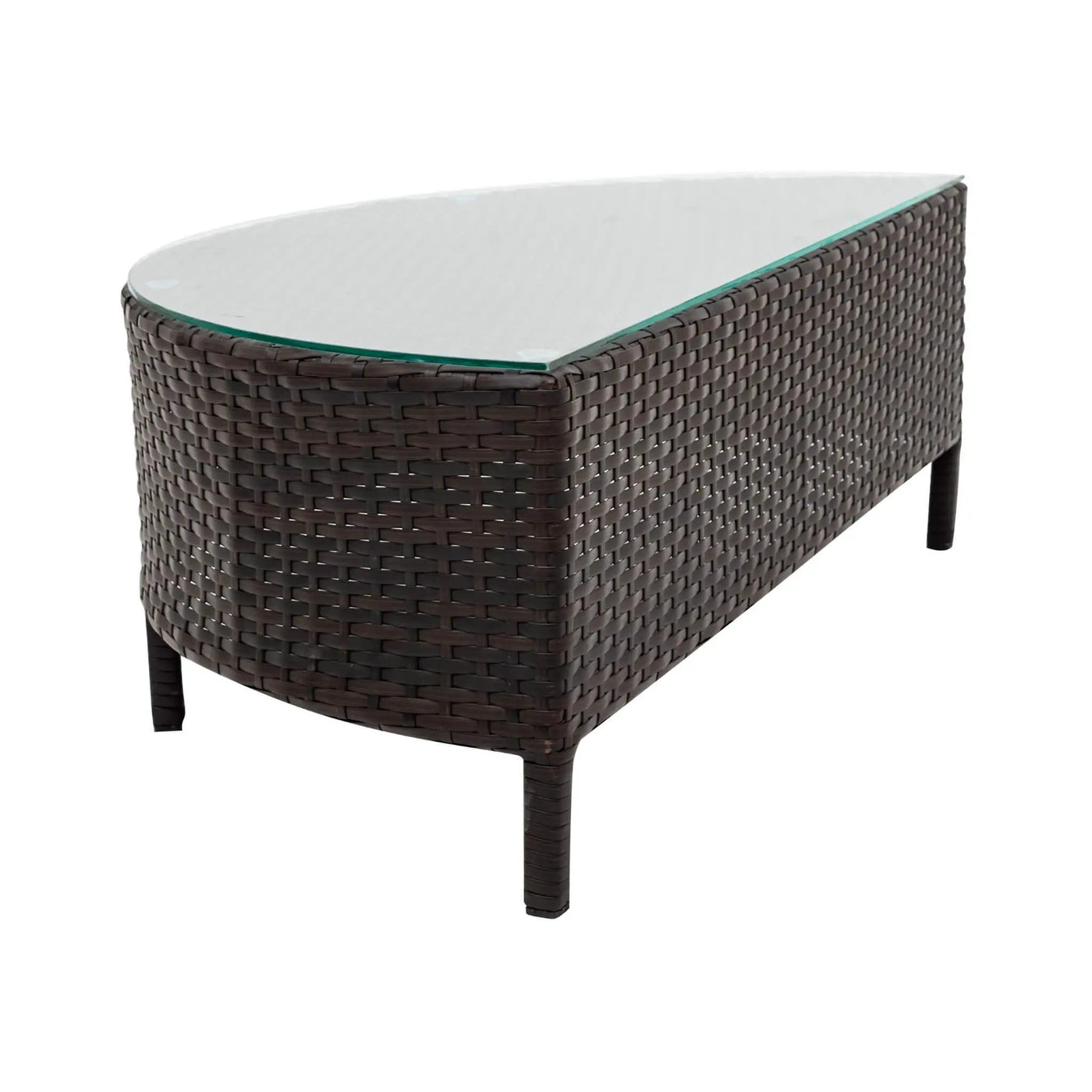 Alora Premium 5-Piece All-Weather Half-Moon Outdoor Rattan Wicker Patio Sectional Sofa Furniture Set With Tempered Glass Table (SAK32615) by SAKSBY WHOLESALE