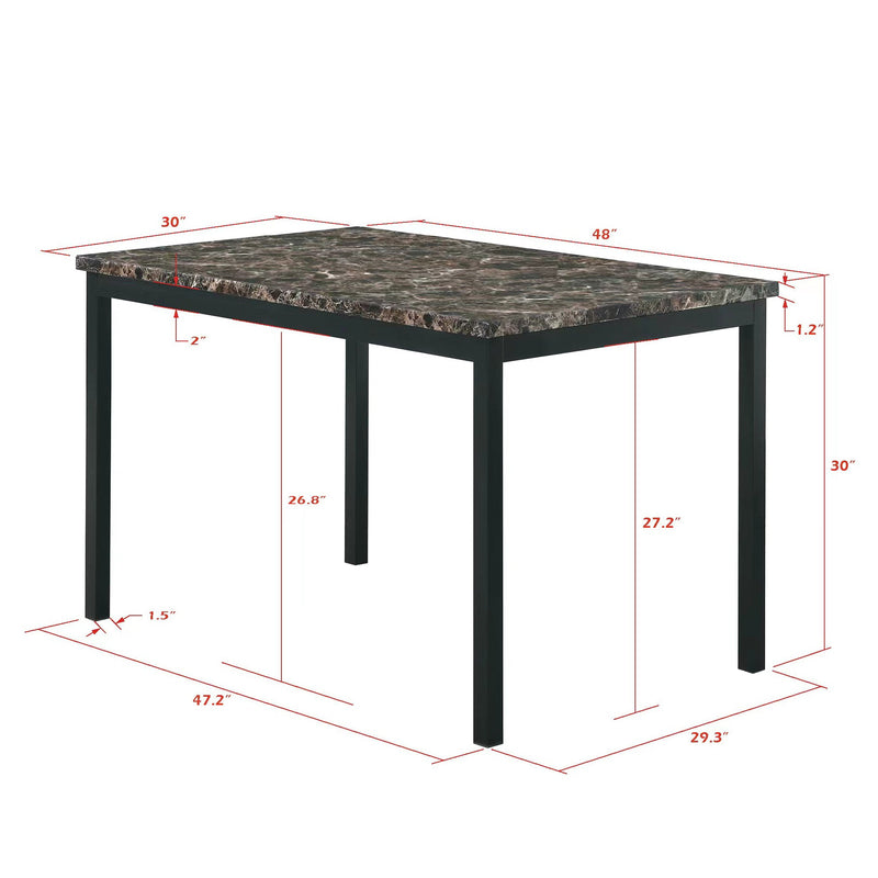 5 Piece Metal Dinette Set with Faux Marble Top - Black, photo 14 of 15