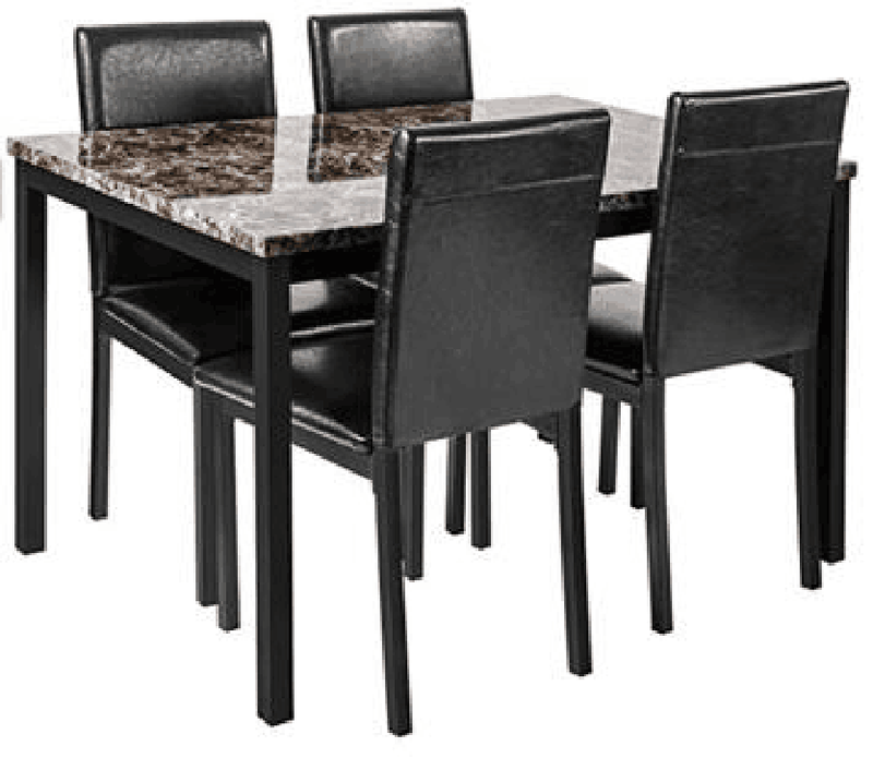 5 Piece Metal Dinette Set with Faux Marble Top - Black, photo 3 of 15
