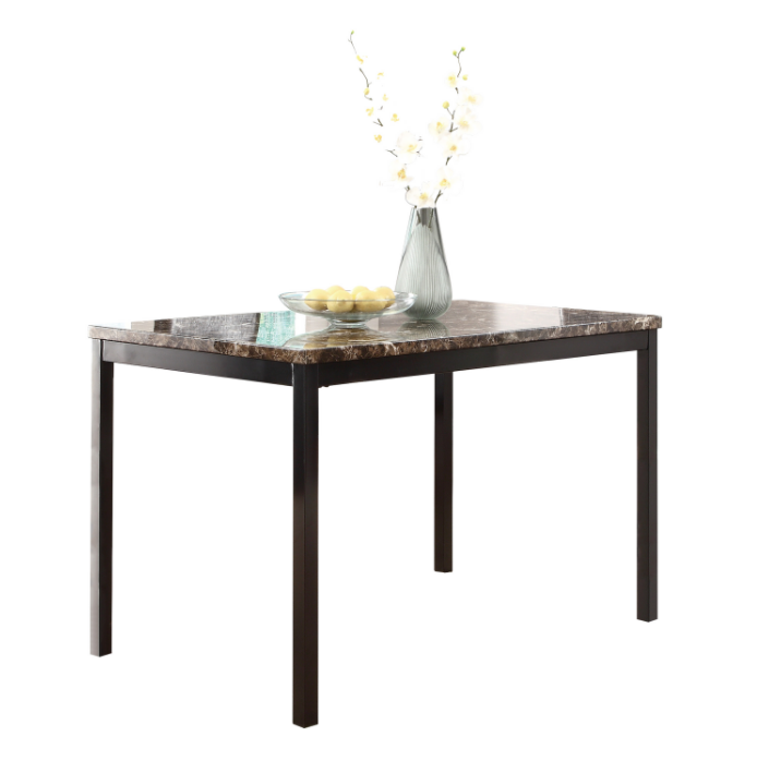 5 Piece Metal Dinette Set with Faux Marble Top - Black, photo 4 of 15