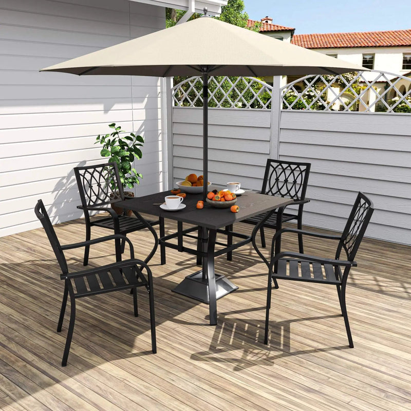 Alora 5-Piece Outdoor Dining Set With 4 Heavy-Duty Chairs And Square Table With Umbrella Hole [UMBRELLA NOT INCLUDED] (SAK93546) by SAKSBY WHOLESALE