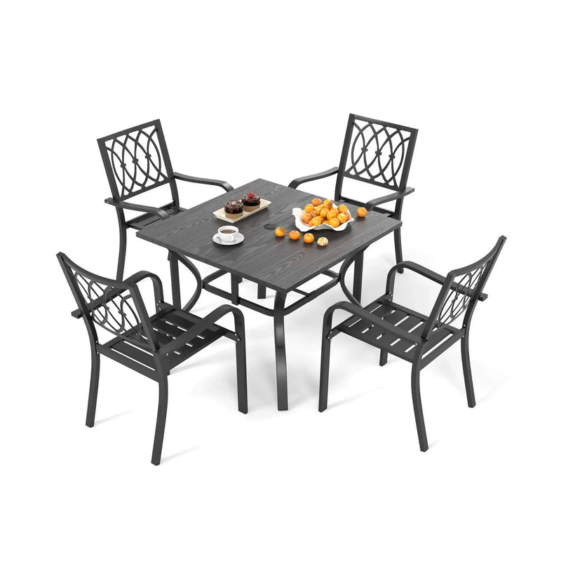 Alora 5-Piece Outdoor Dining Set With 4 Heavy-Duty Chairs And Square Table With Umbrella Hole [UMBRELLA NOT INCLUDED] (SAK93546) by SAKSBY WHOLESALE