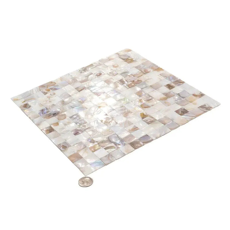 White Beige 12x12 Polished Square Shell Mother of Pearl Mosaic Tile (20 pack, 19.34 sq ft/case) by Apollo Tile
