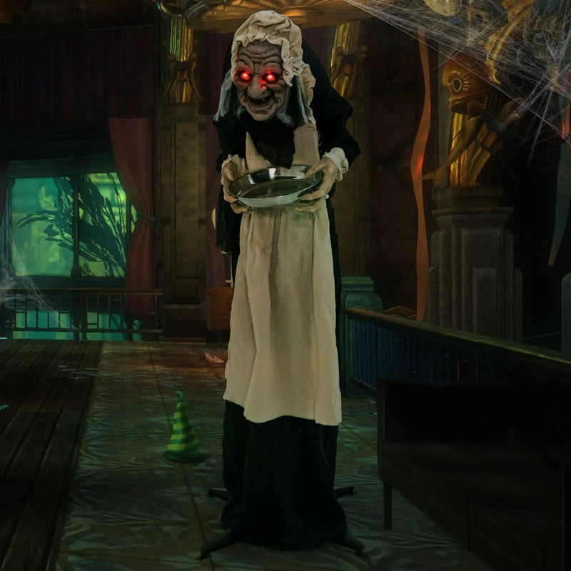 5.2 Feet Halloween Animated Standing Greeter Old Lady with Candy Dish by DirectDeals
