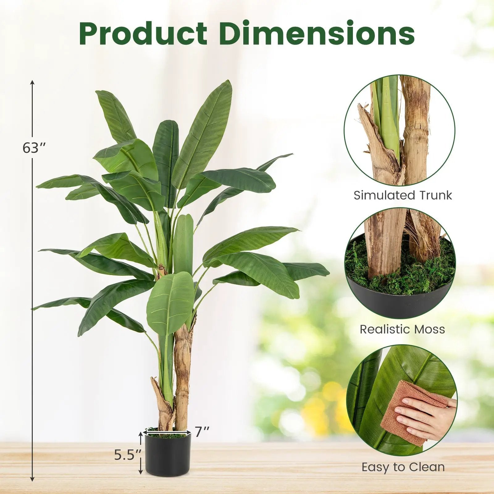 5.3 Feet Tall Bird of Paradise Artificial Plant Faux Banana Leaf Tree by DirectDeals