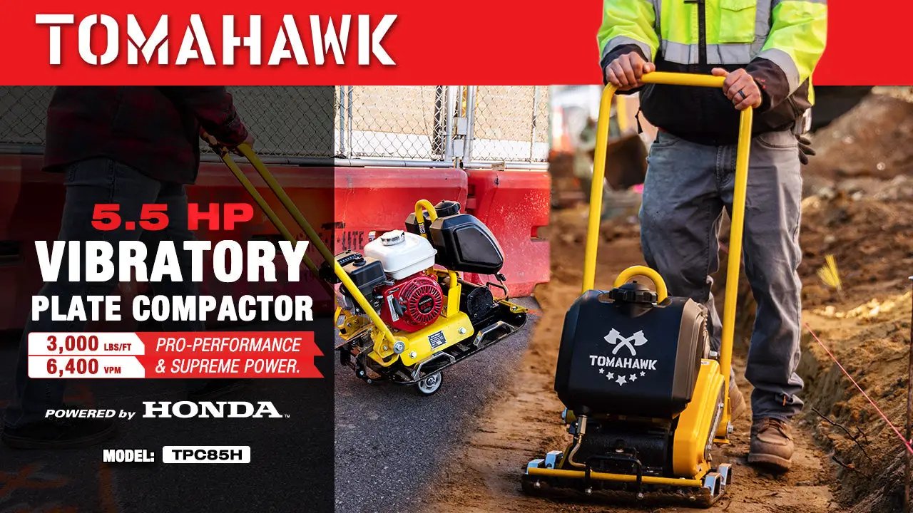 5.5 HP Honda Vibratory Plate Compactor 23x17" for Soil Asphalt Paver Compaction by Tomahawk Power