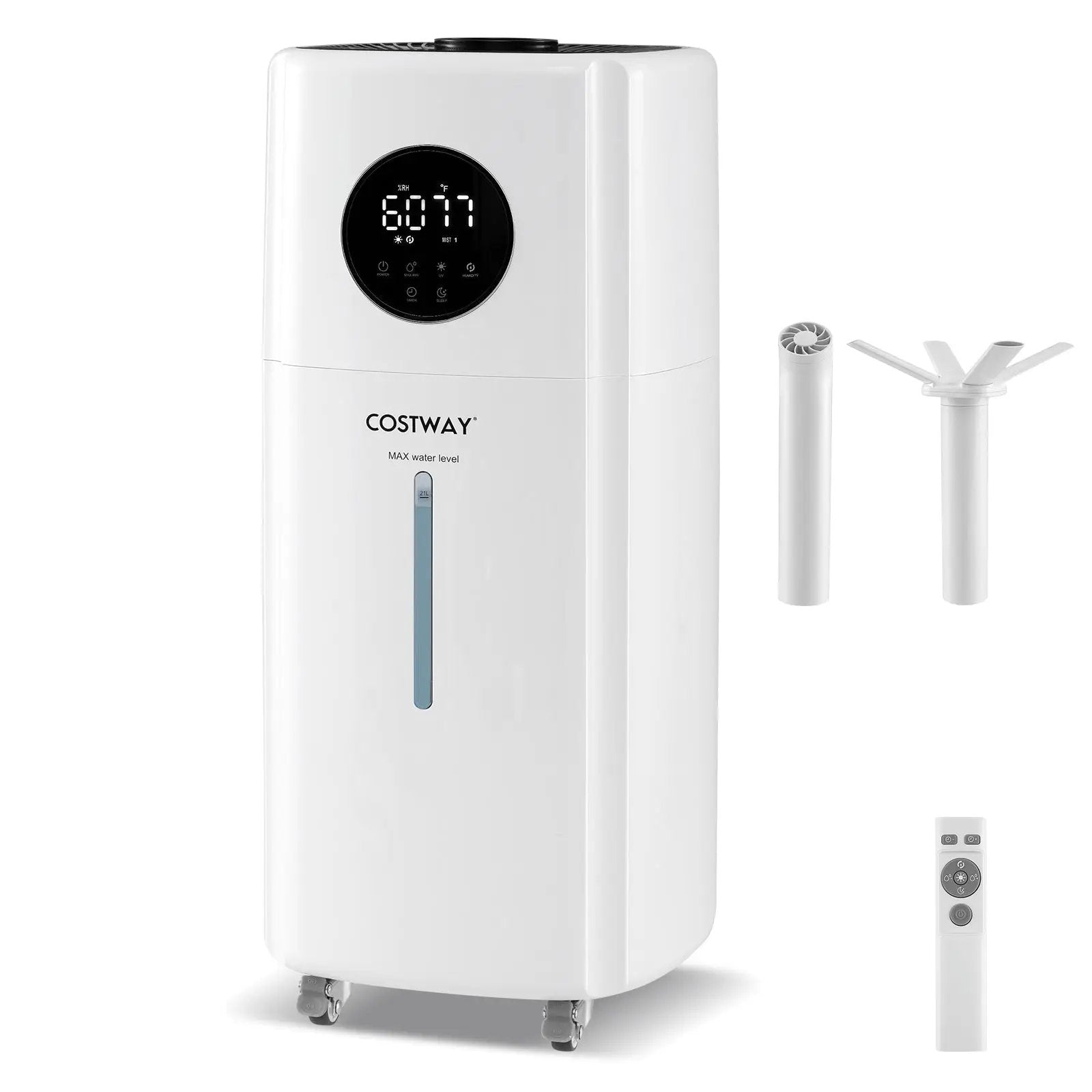 5.5Gal Humidifier with 360¬∞ Nozzles and Wheels for Large Room-White by DirectDeals