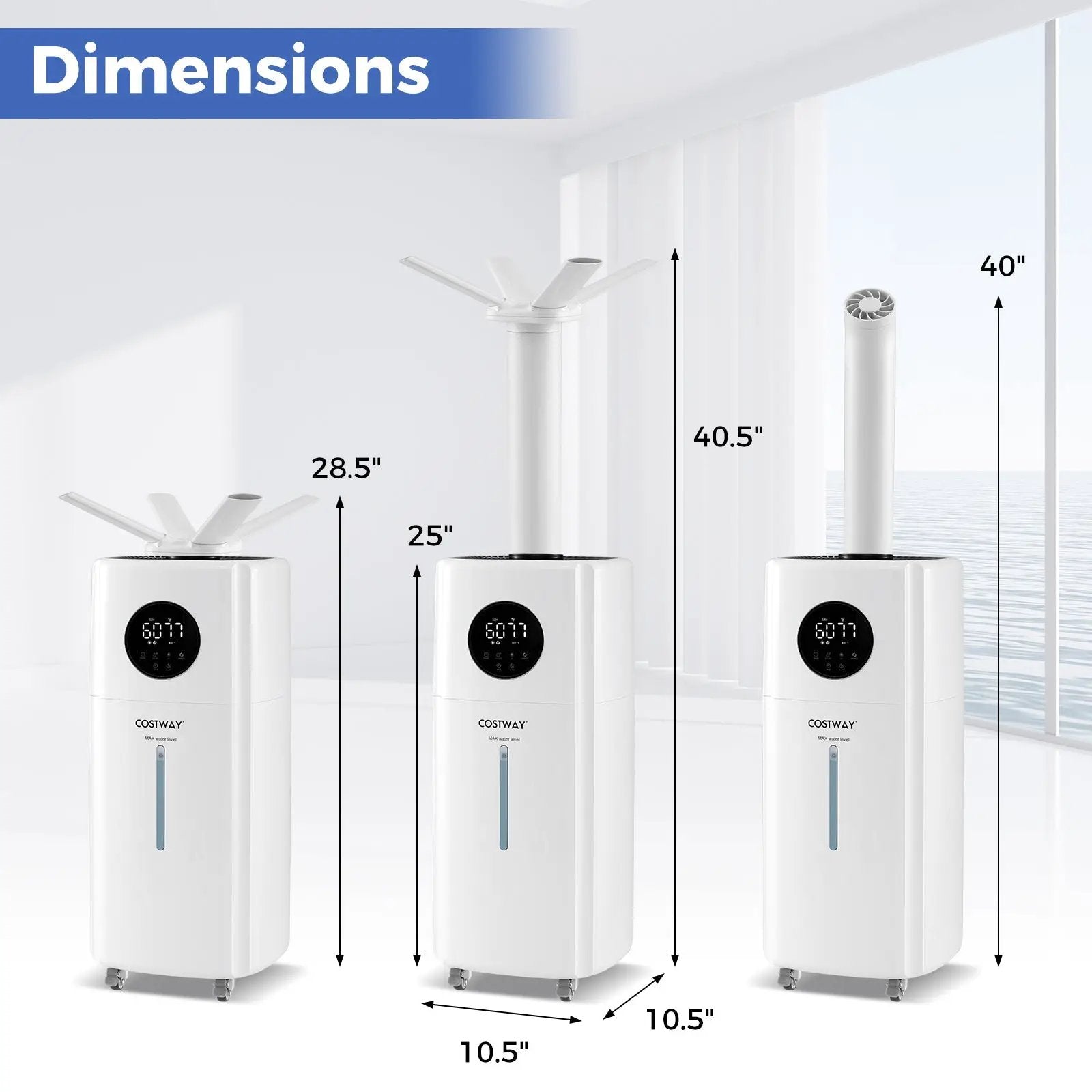 5.5Gal Humidifier with 360¬∞ Nozzles and Wheels for Large Room-White by DirectDeals
