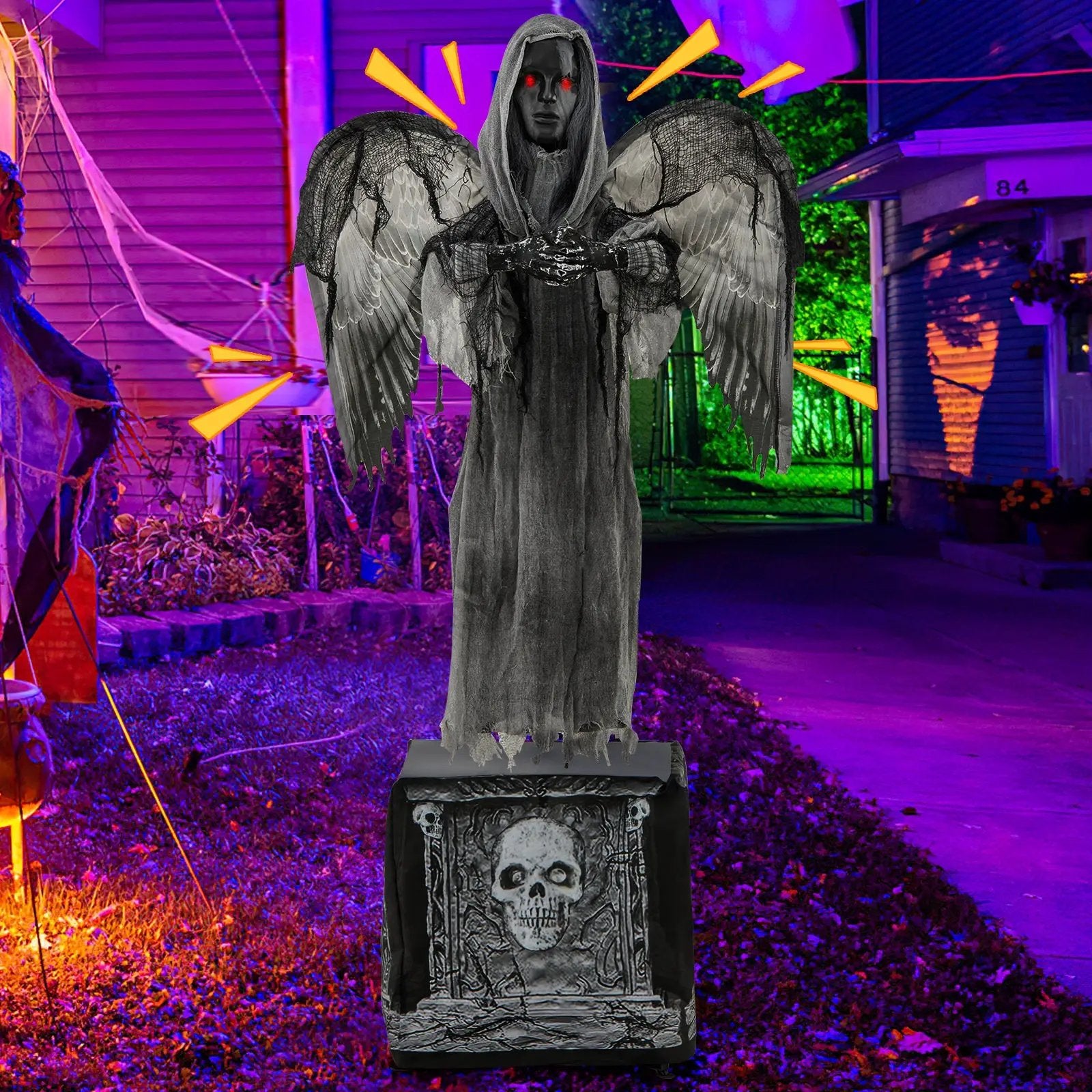 5.5ft Halloween Animatronic Decoration with Light Up Eyes and Shaking Wings by DirectDeals