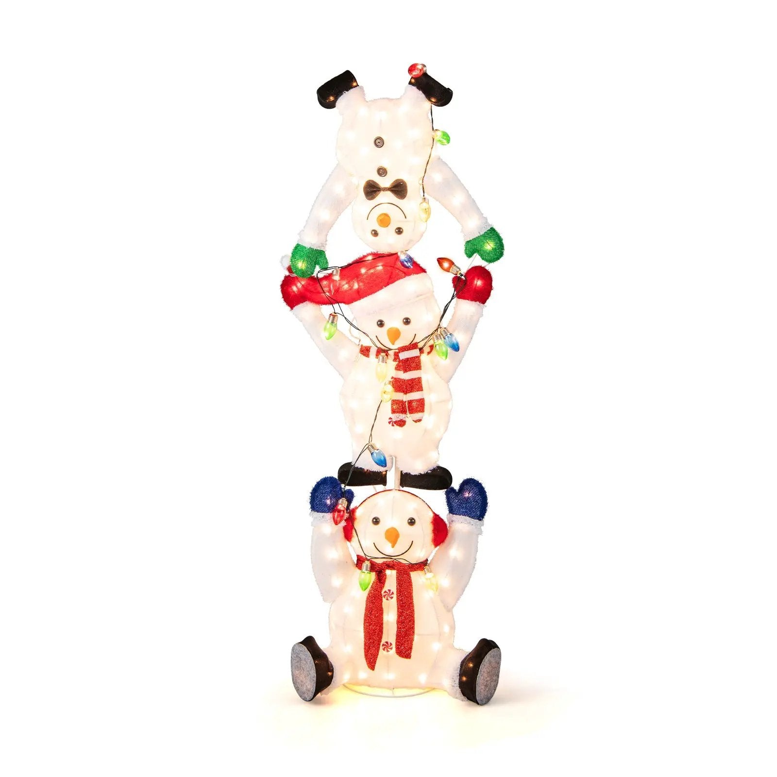 5.6 Feet Lighted Stacked Snowmen Christmas Decoration by DirectDeals