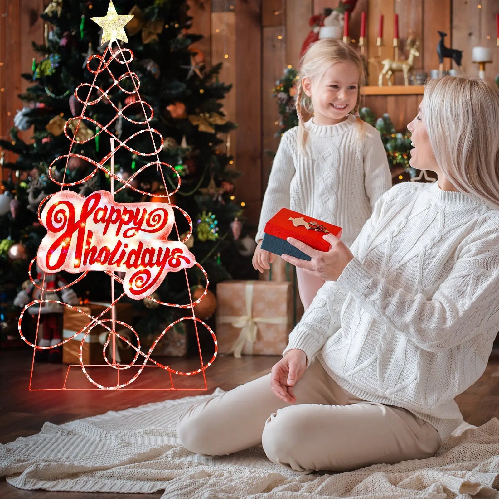 5.6 FT Outdoor Colorful Christmas Tree with 216 LED Lights and 6 Lighting Modes by DirectDeals