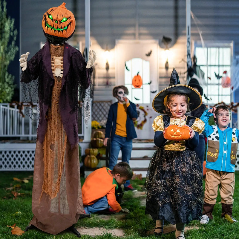5.6 Feet Halloween Animated Standing Pumpkin Scarecrow by DirectDeals