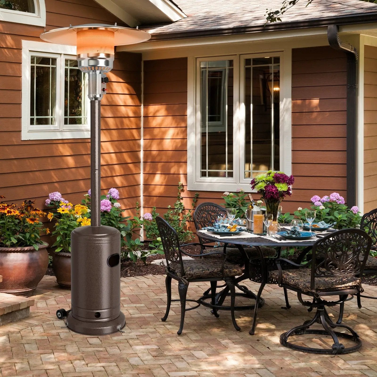 50000 BTU Stainless Steel Propane Patio Heater with Trip over Protection by DirectDeals