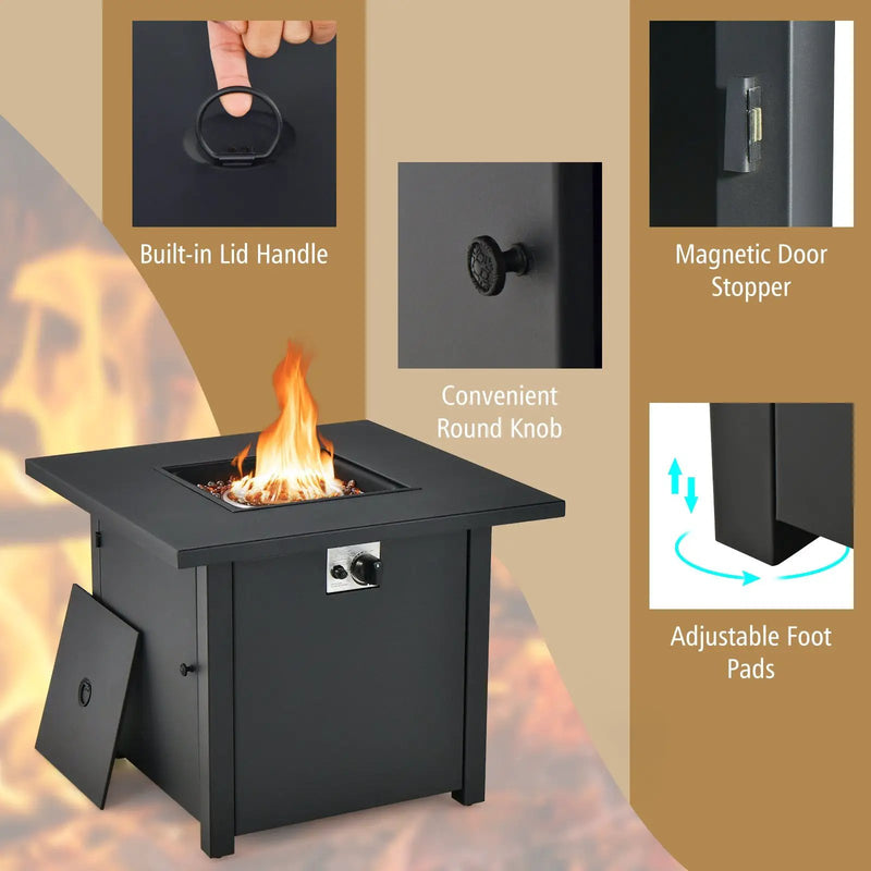 50 000 BTU 32 Inch Square Propane Gas Fire Pit Table by DirectDeals