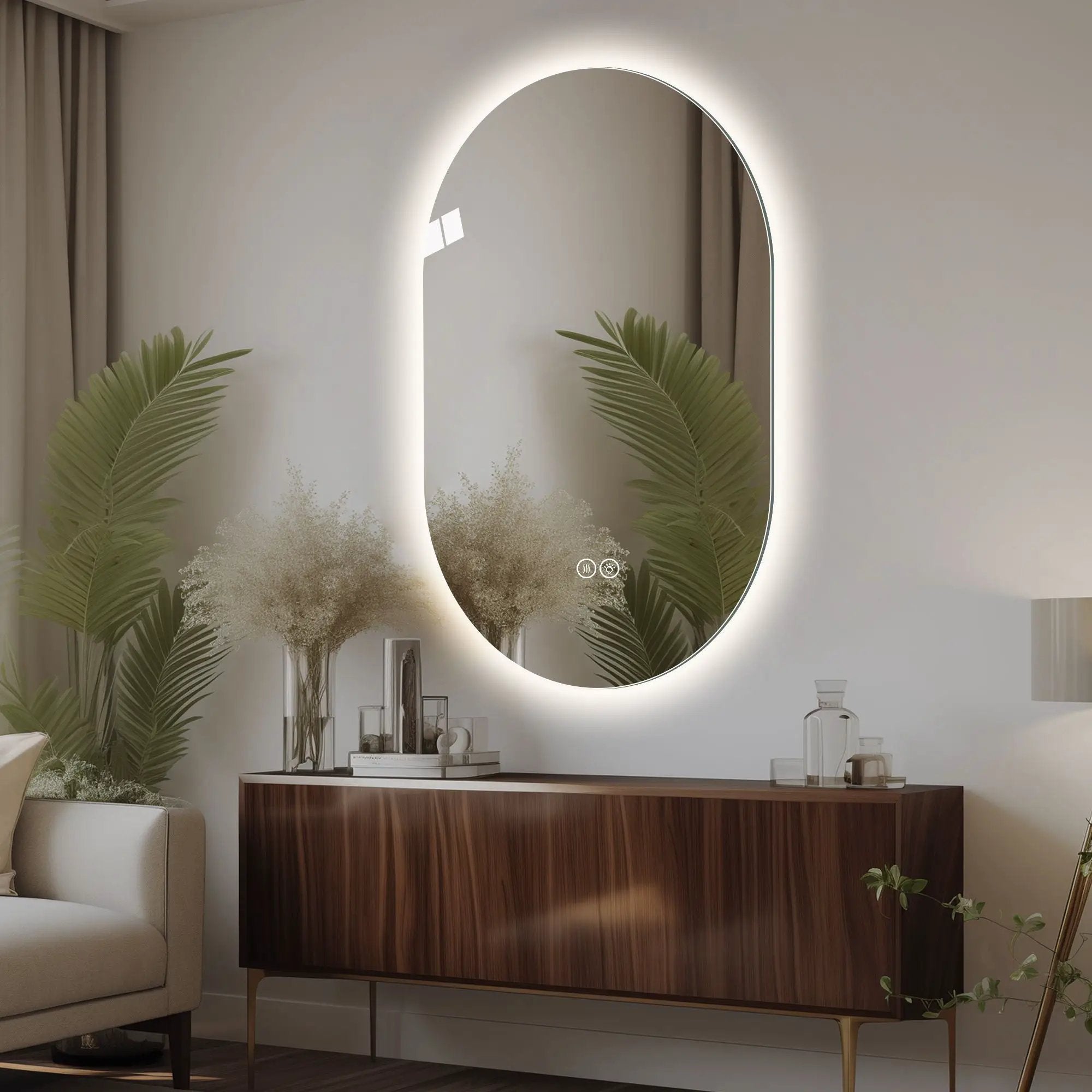 Smart Wall Mounted LED Touch Screen Mirror With Anti-Fog Function And Adjustable Lighting by HouseOfZazla