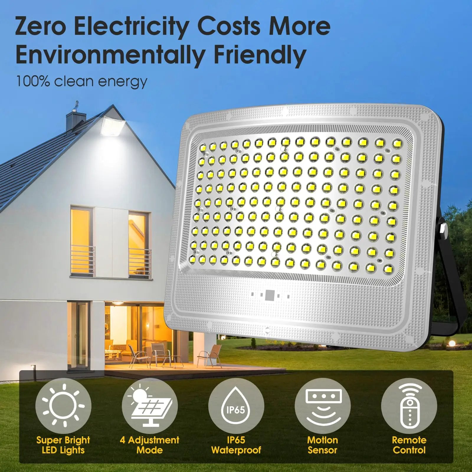 5000W LED Solar Flood Lights,242 LED Street Flood Light Waterproof with Remote Control and 16.4 Ft Cables by Outdoor Solar Outlet