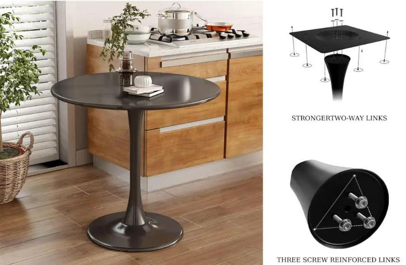 Modern Round Dining Table - Black ∅31.5'' by HouseOfZazla