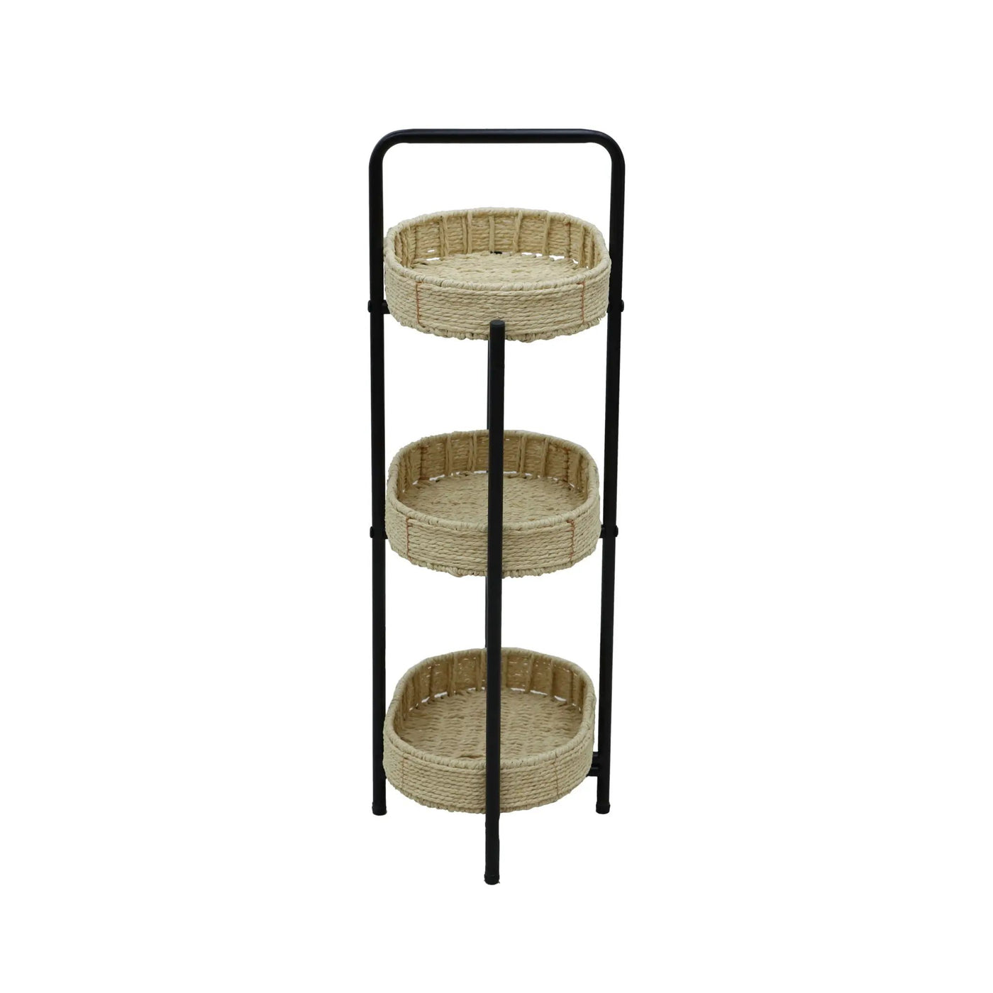 Modern 3 Tier Handwoven Side Table With Oval Organizer by HouseOfZazla