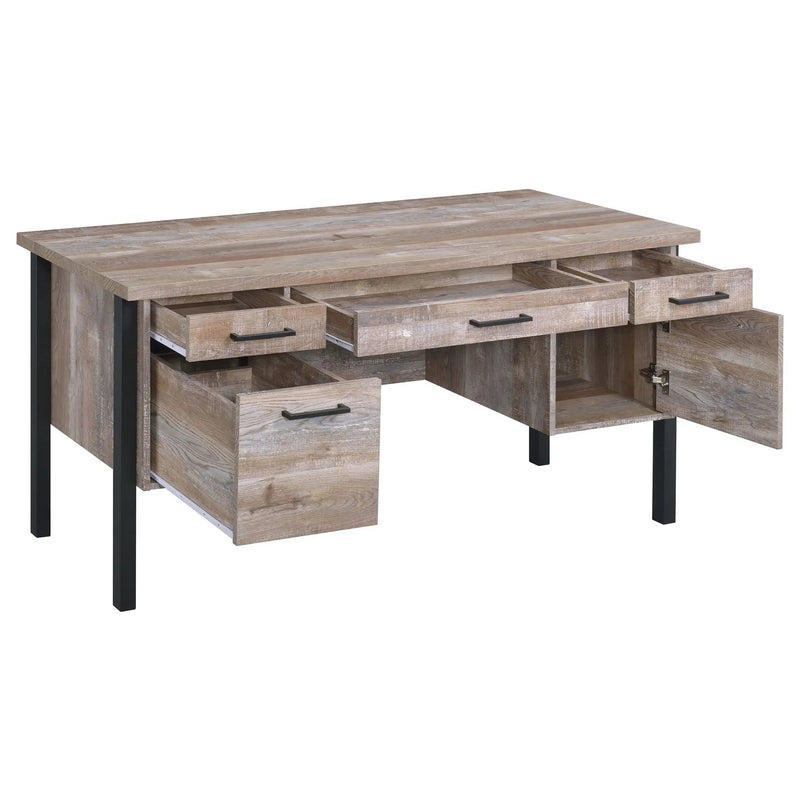 Samson 60-inch 4-drawer Office Computer Desk Weathered Oak by Unique Piece Furniture