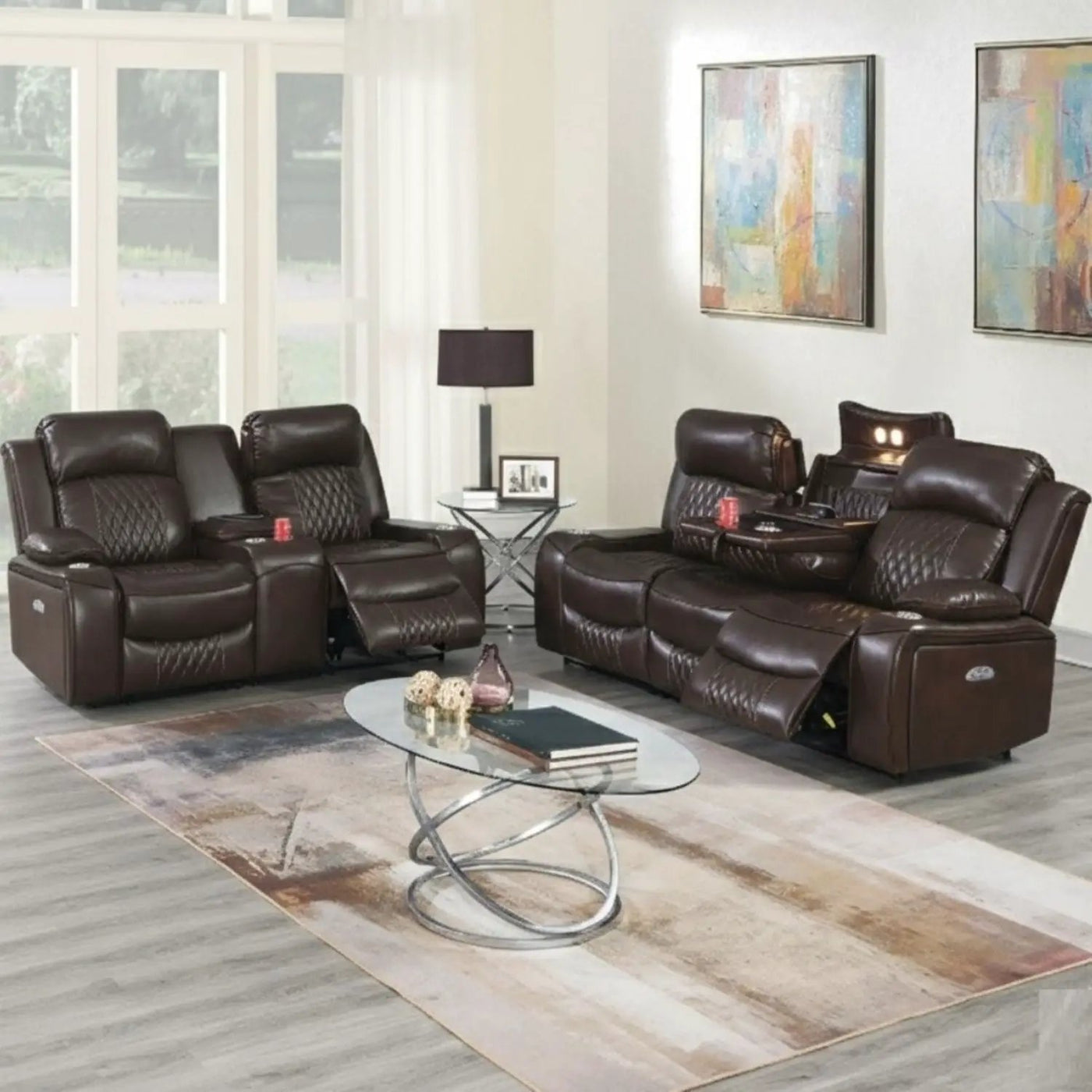 Power Motion Living Room Set With USB Port, Adjustable Headrest, Cup Holder by HouseOfZazla