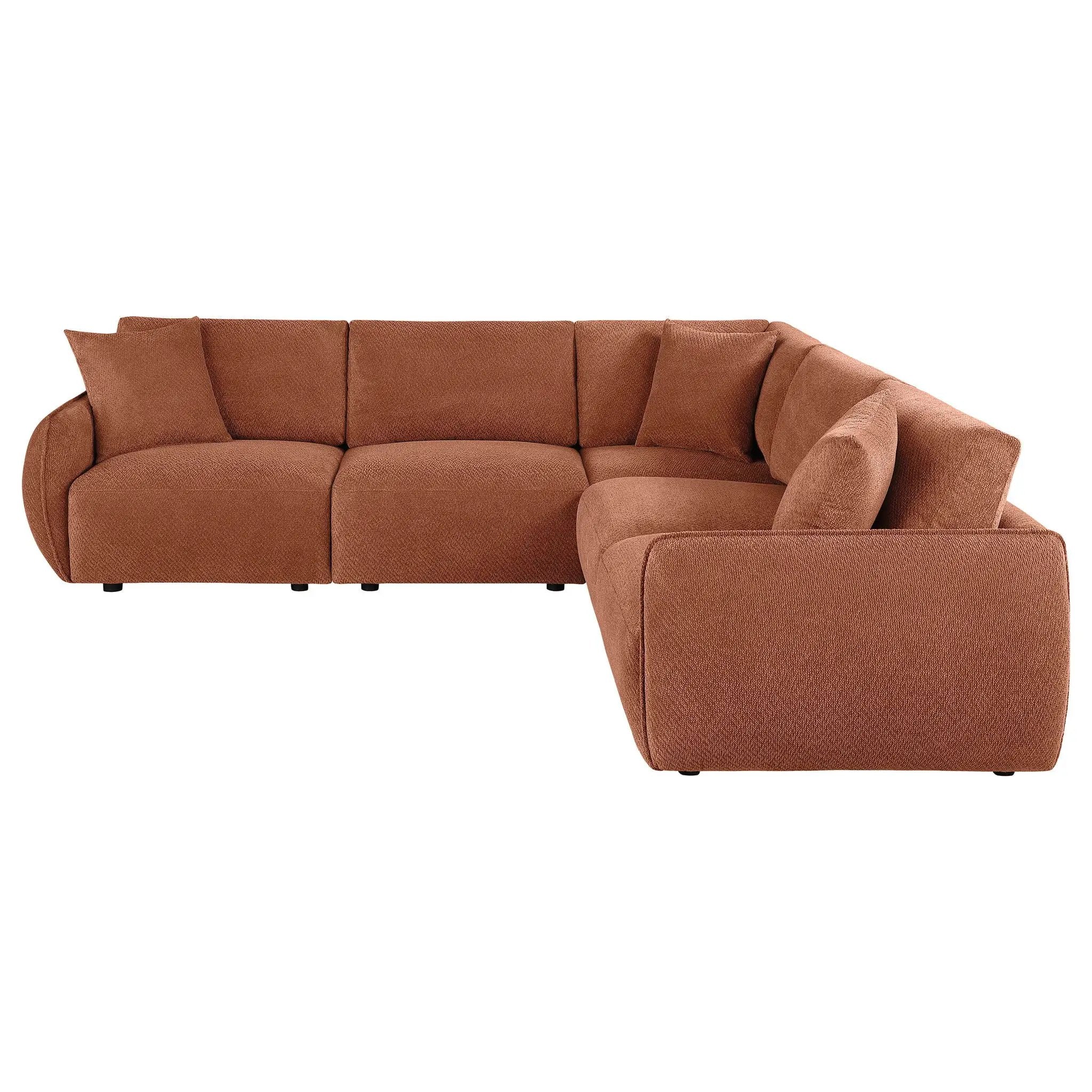 Elysia 5-piece Chenille Upholstered Modular Sectional Sofa Coral by Unique Piece Furniture