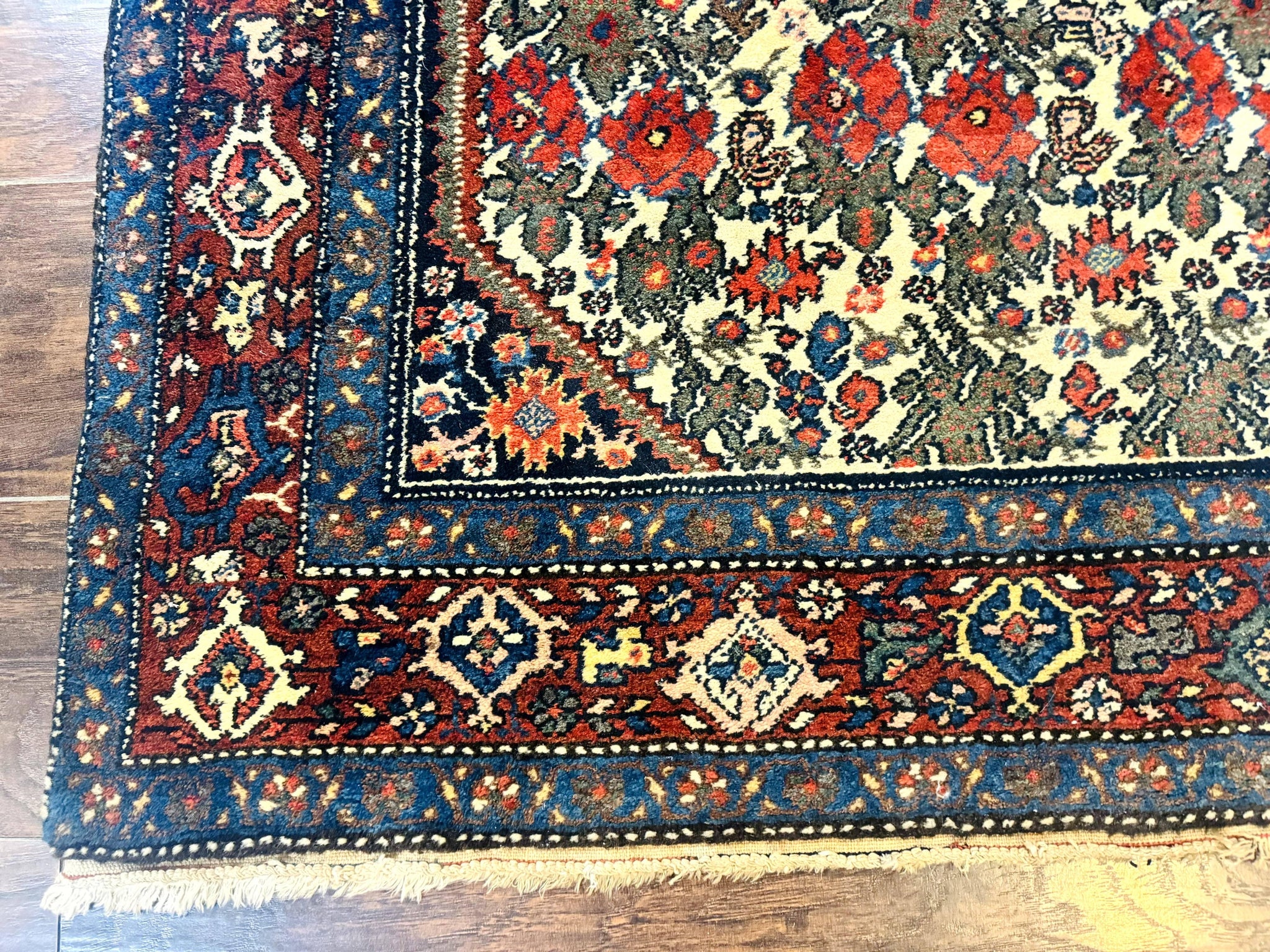 Persian Tribal Rug 3x5, Antique Persian Carpet, Floral Roses, Handmade, Persian Zanjan Rug by Jewel Rugs