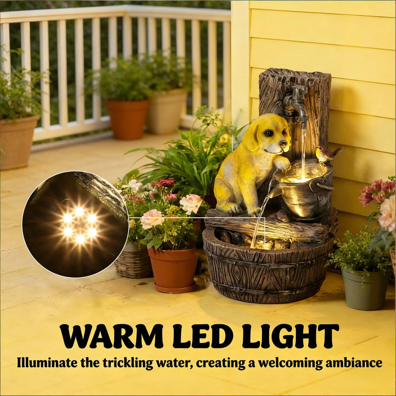 Resin Puppy Garden Outdoor Water Fountain 22 Inch, photo 2 of 7