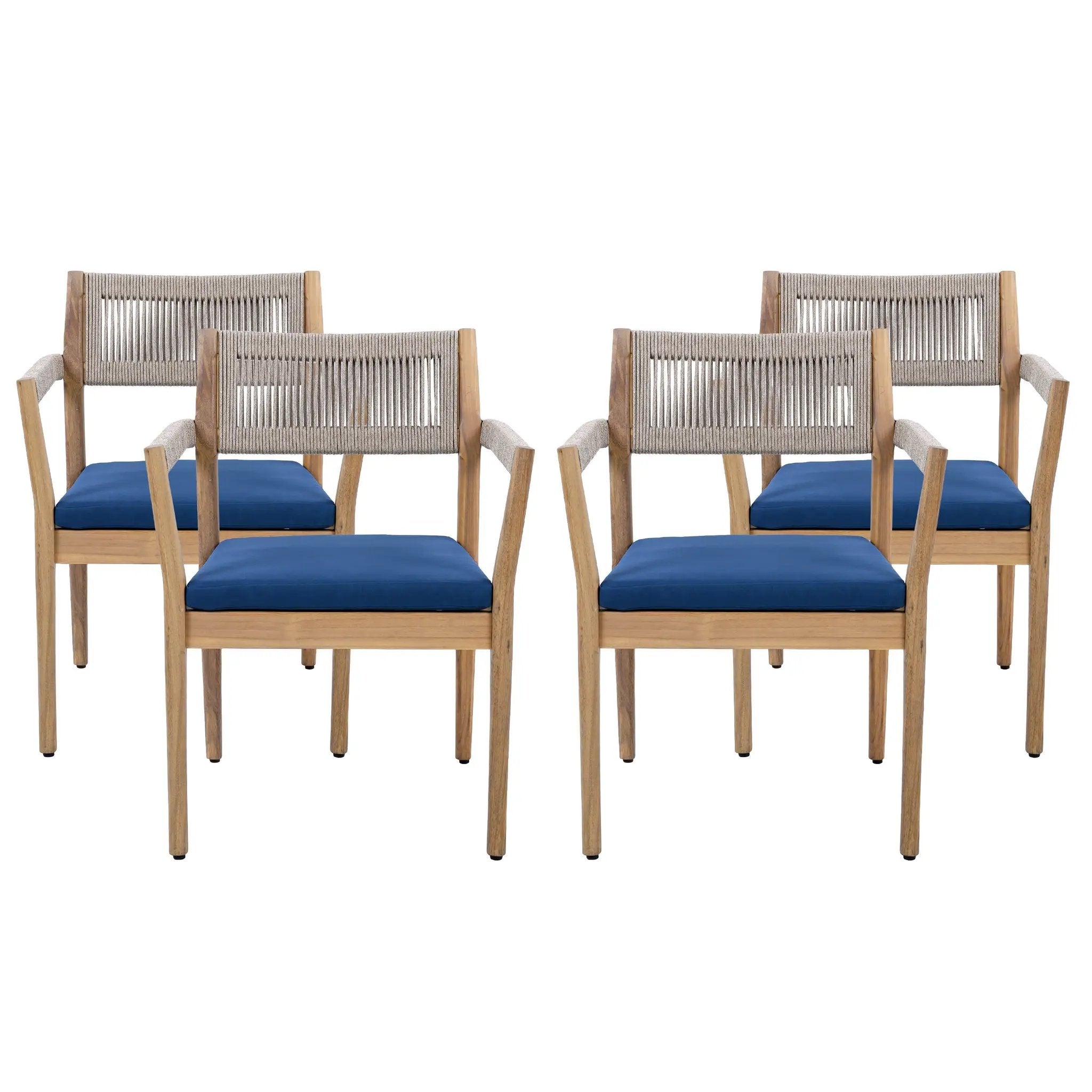 Braided Acacia Wood Outdoor Dining Chairs Set of 2 – Teak Look by HouseOfZazla