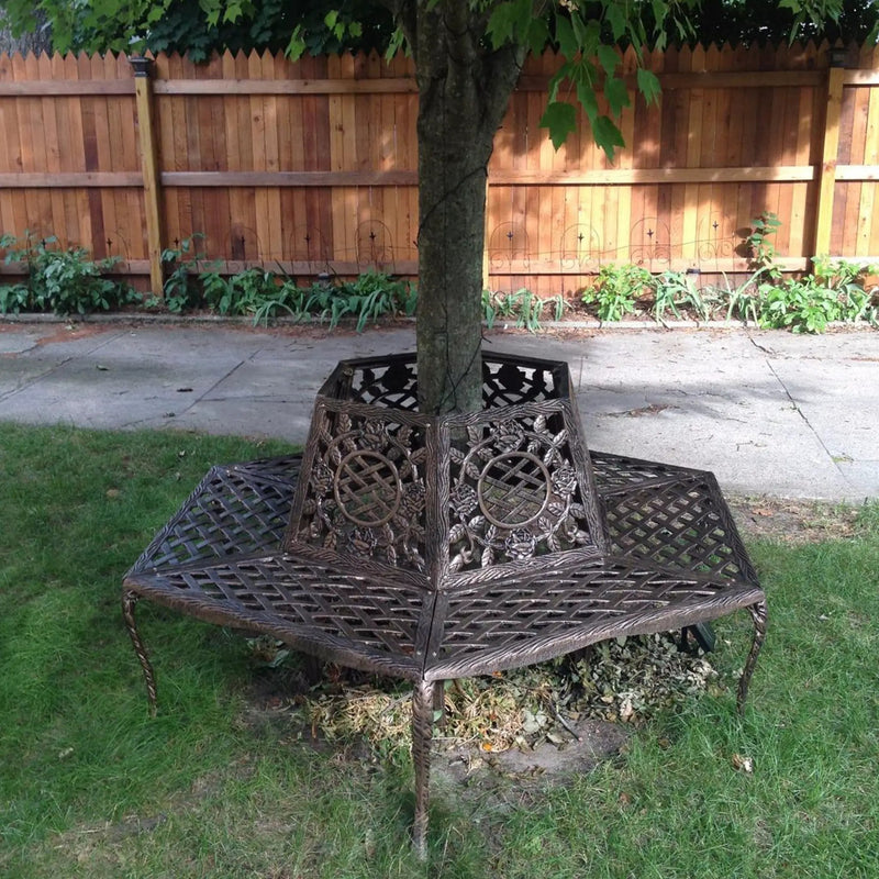 Large Antique Bronze Rose Cast Aluminum Metal Tree Bench by Sharicks