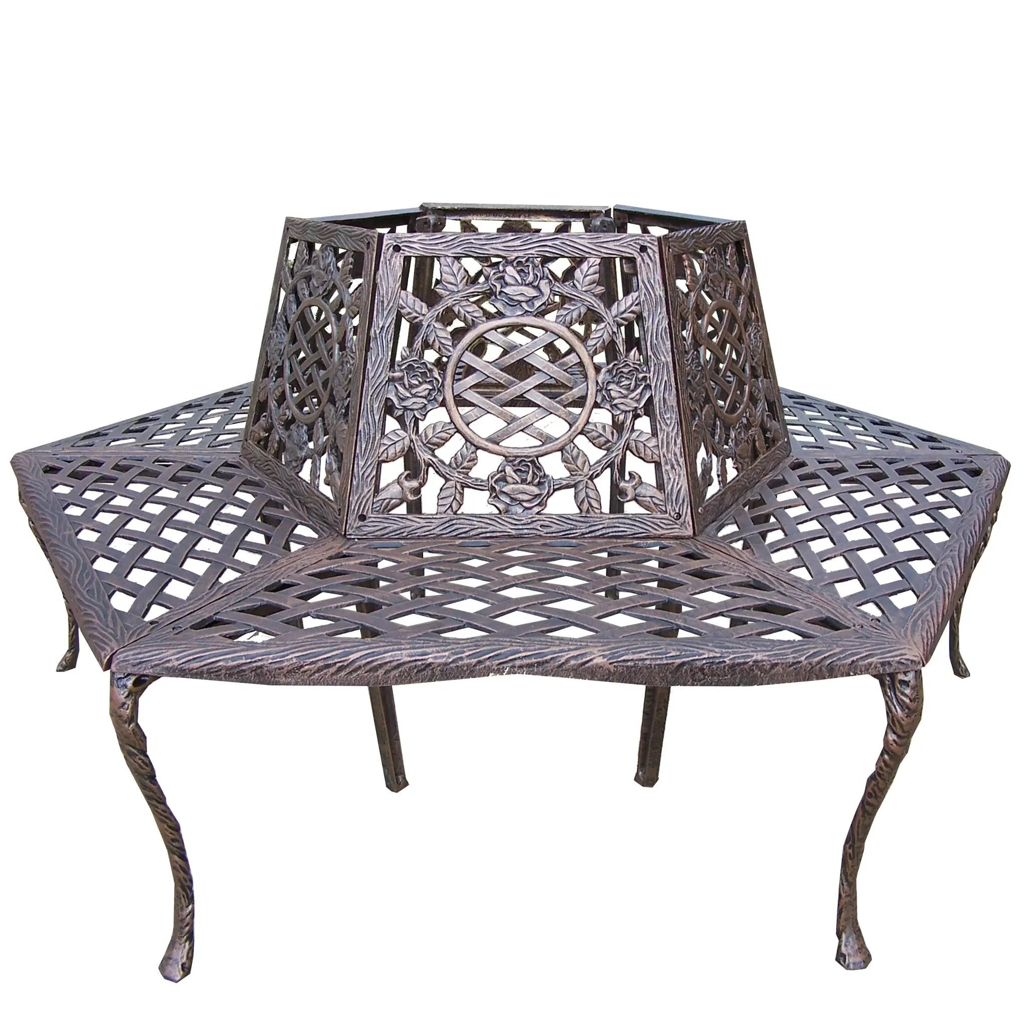 Large Antique Bronze Rose Cast Aluminum Metal Tree Bench by Sharicks
