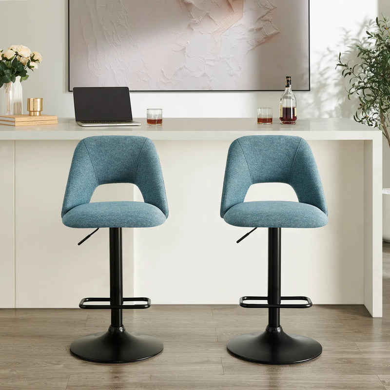 Nuvia Contemporary Adjustable Barstool with Upholstered Swivel Seats, Set of 2 by HouseOfZazla