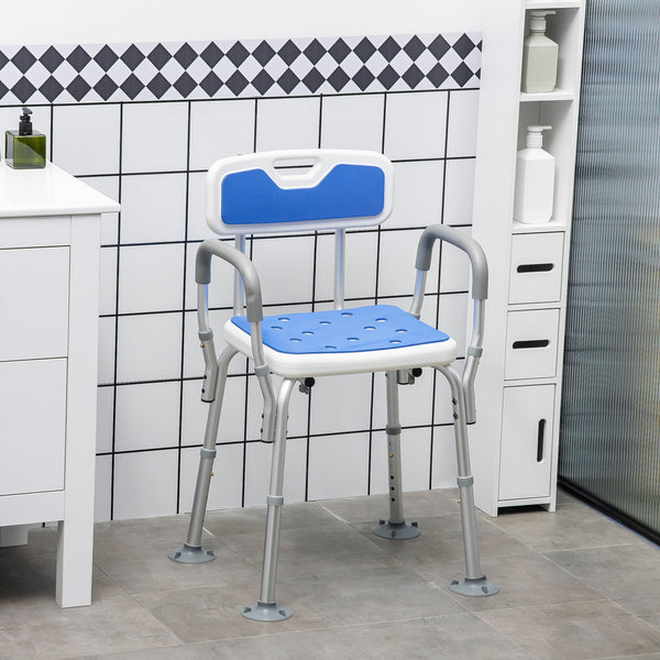 Padded Shower Chair with Arms and Adjustable Height - Aluminum, photo 2 of 9