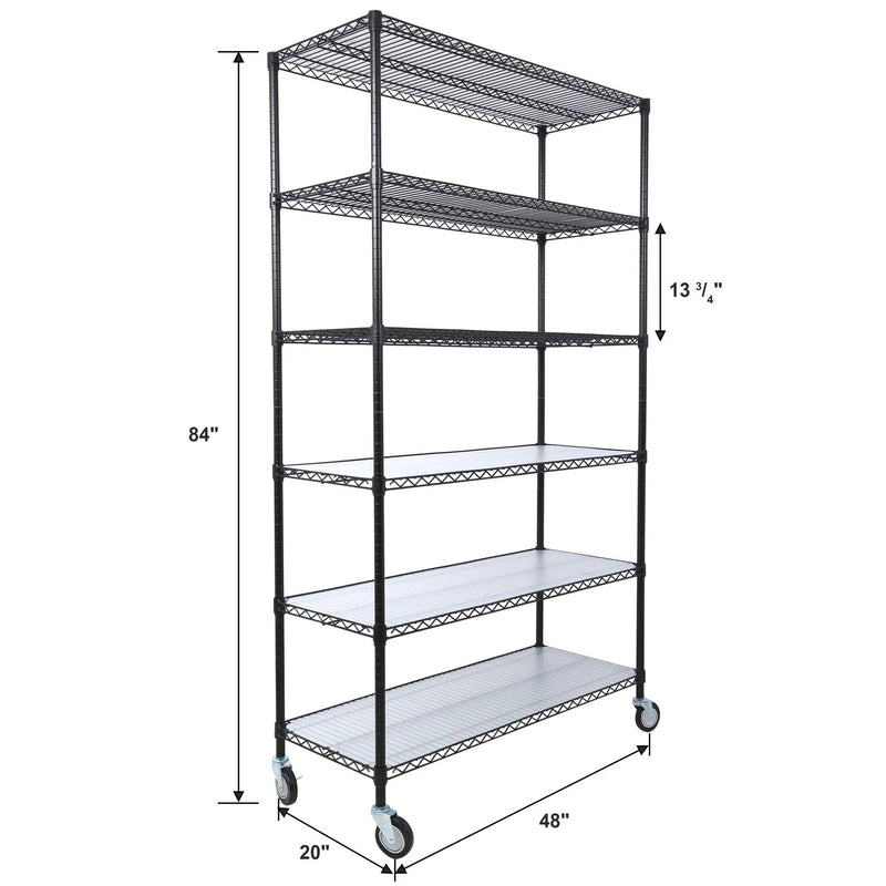 6 Tier 6000Lbs Capacity Nsf Metal Shelf Wire Shelving Unit, Heavy Duty Adjustable Storage Rack With Wheels & Shelf Liners For Commercial Grade Utility Steel Storage Rack by HouseOfZazla