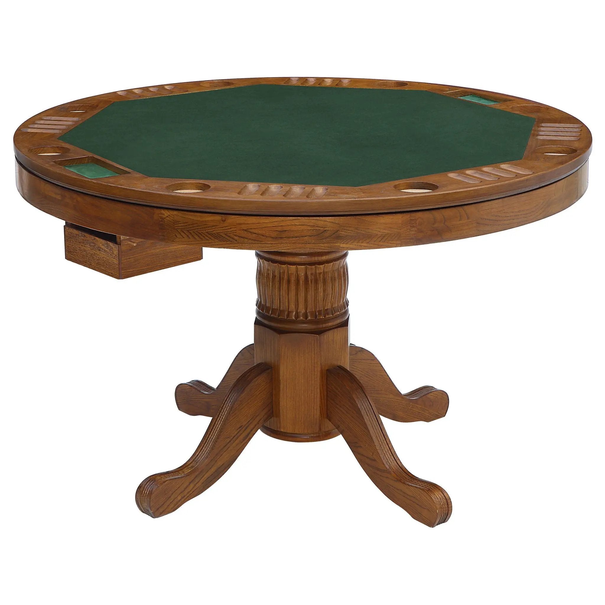 Ghilardi - Game Table Cupholders Round Table With Reversible TopPedestal Base - Amber by HouseOfZazla