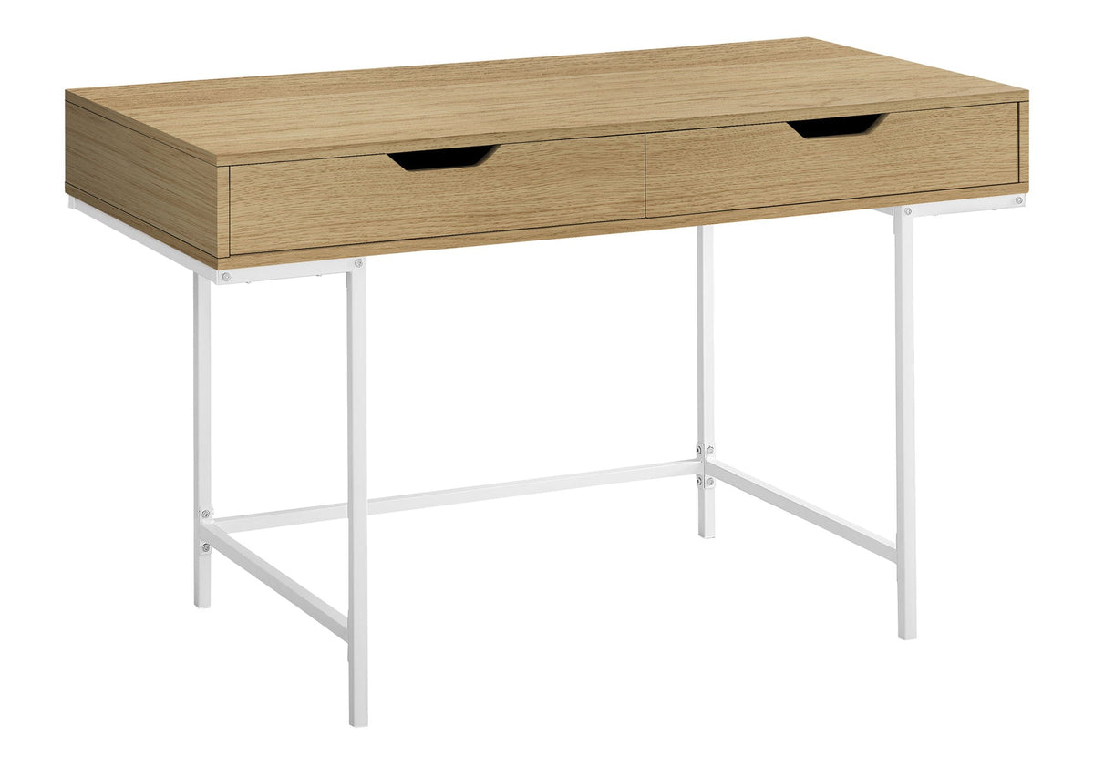 Marble Look Computer Desk with Storage Drawers - Light Brown, White, or Black, photo 3 of 12