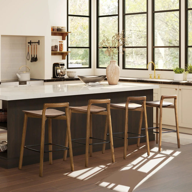 Sven - Modern Minimalist Low Back Counter Stool - Dark Brown Walnut by HouseOfZazla