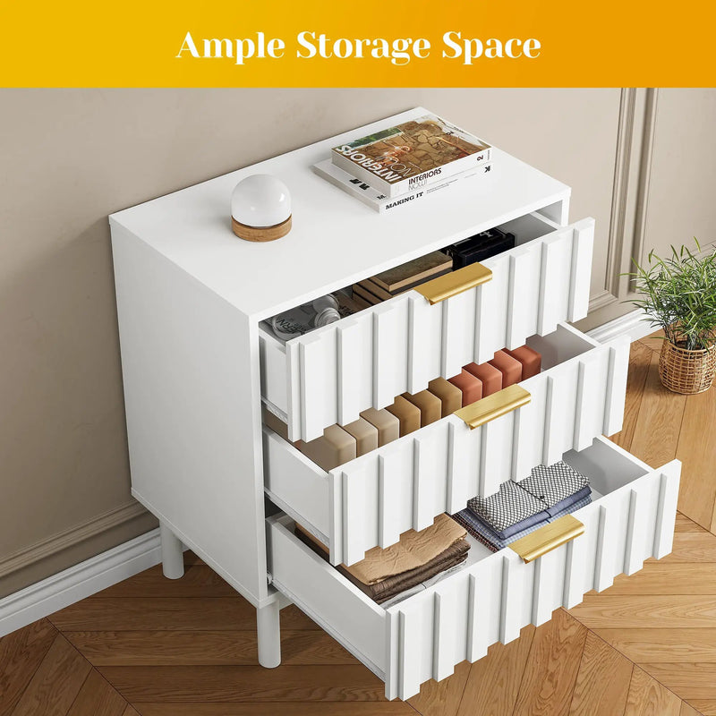 3 Drawer Dresser with Fluted Panel Design by HouseOfZazla