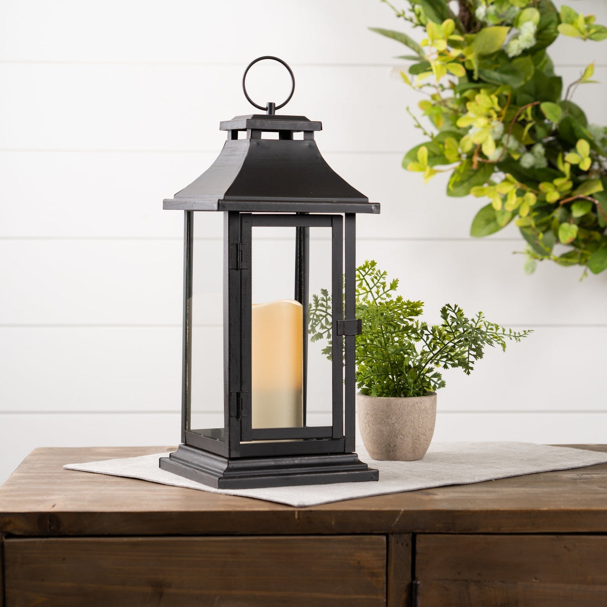 Traditional Black Lantern with LED Candle (Set of 2), photo 2 of 2