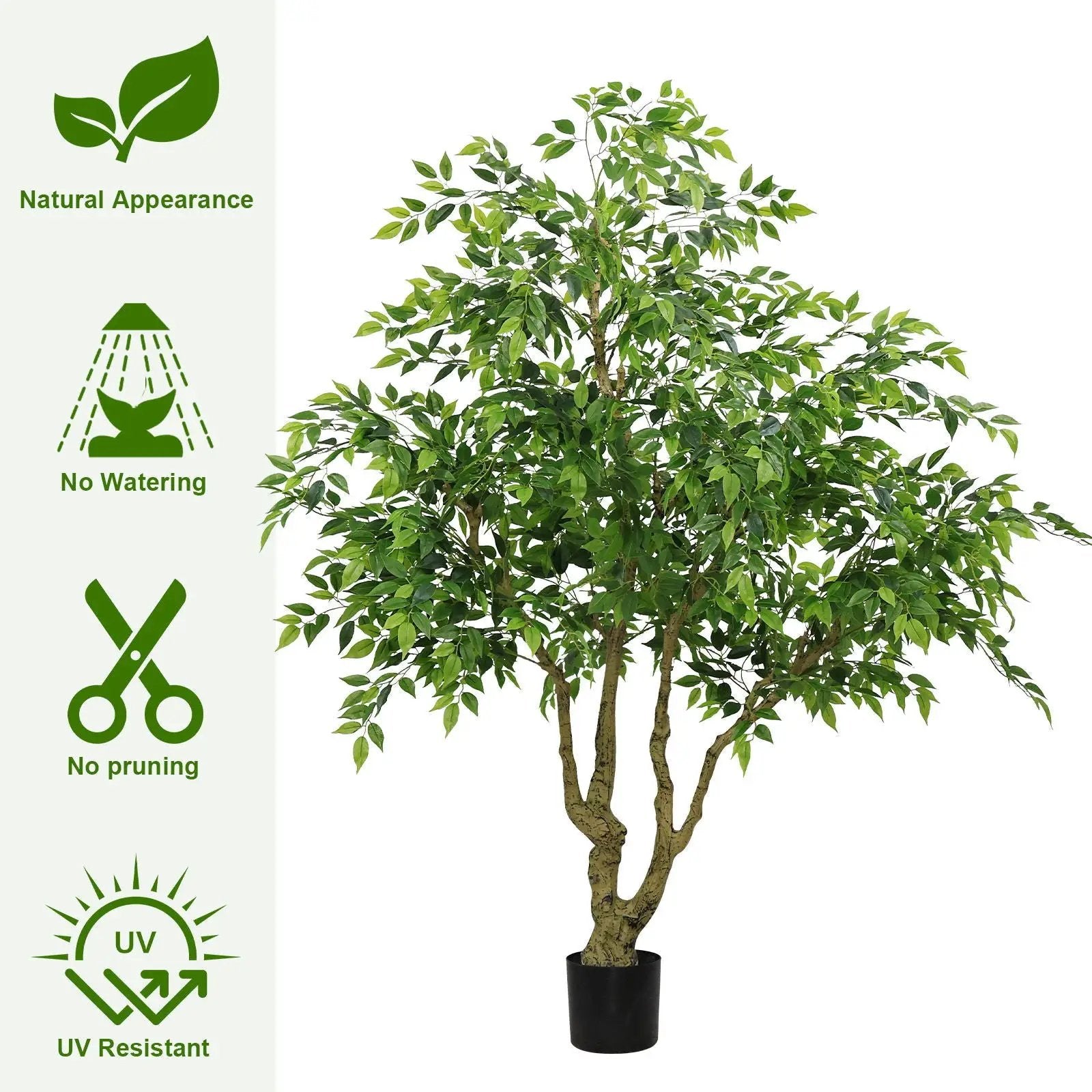 Artificial Banyan Tree With A Trunk And Lifelike Leaves, For Indoor And Outdoor Use - Green by HouseOfZazla