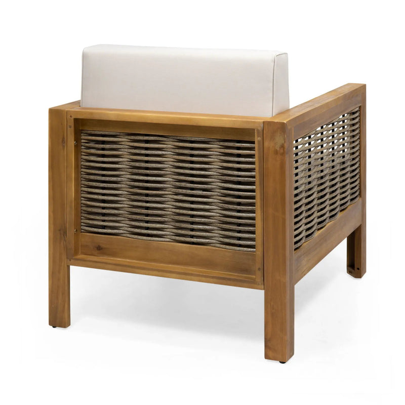 Outdoor Acacia Wood Club Chair With Wicker Accents by HouseOfZazla