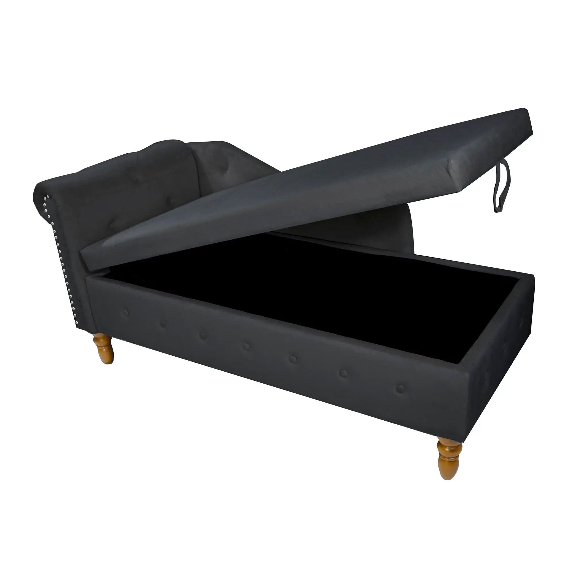 Chaise Lounge Indoor, Lounge Chair For Bedroom With Storage & Pillow, Modern Upholstered Rolled Arm Chase Lounge For Sleeping With Nailhead Trim For Living Room Bedroom Office by HouseOfZazla