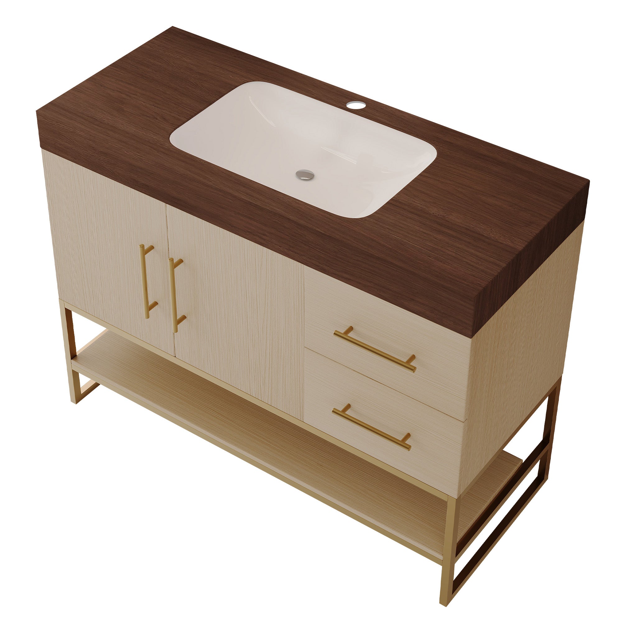 36" Modern Free-Standing Bathroom Vanity with Seamless Ceramic Sink & Sintered Stone Top by HouseOfZazla