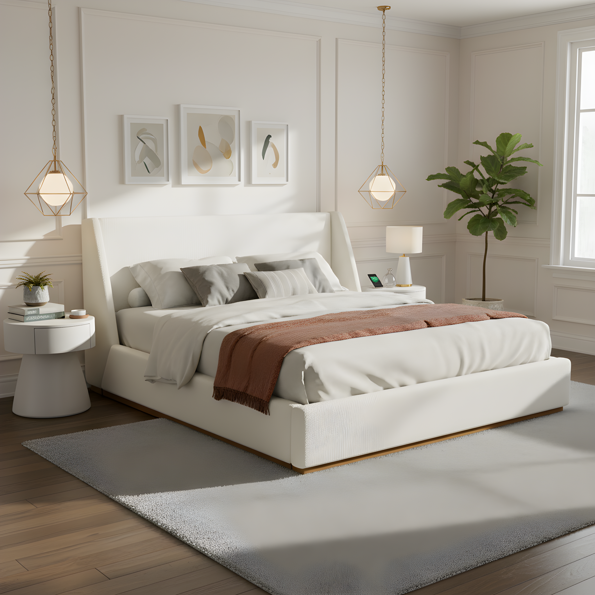 Luxury Upholstered Bed with Wings by HouseOfZazla