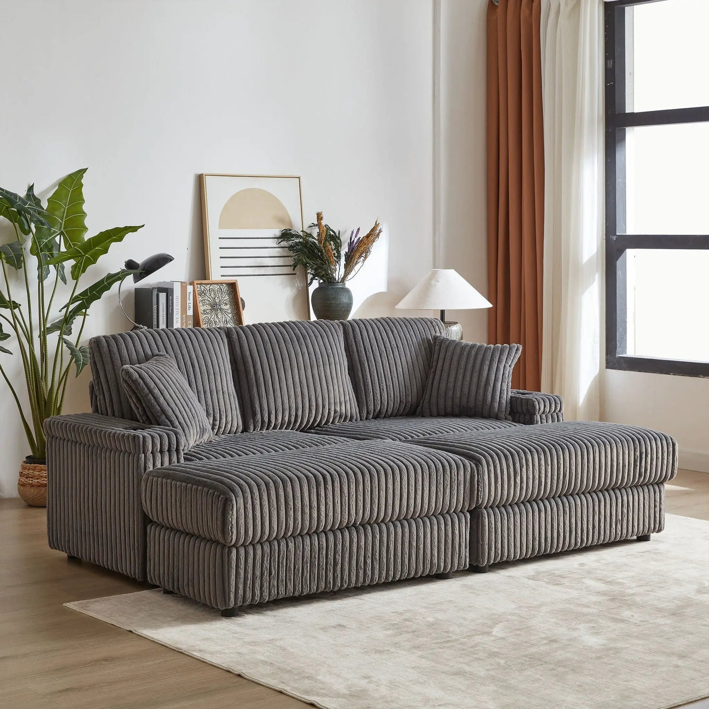 3 Seater Sofa With 2 Ottomans For Living Room by HouseOfZazla