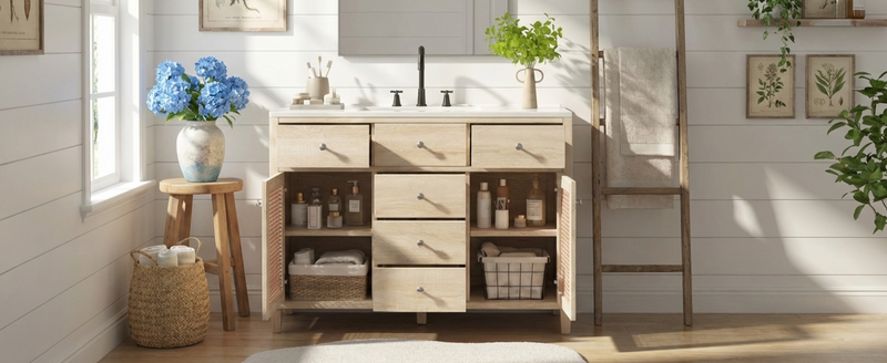 48-Inch Natural Rattan Bathroom Vanity by HouseOfZazla