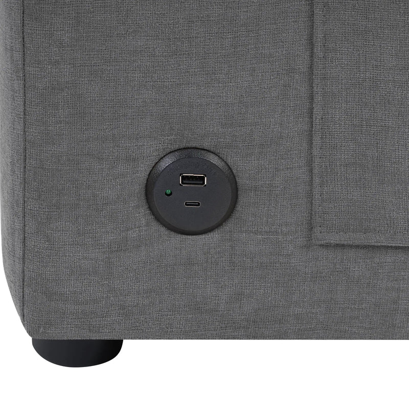 Modern L-Shaped Sectional Sofa With Curved Chaise, USB Ports, And Side Storage Pockets by HouseOfZazla