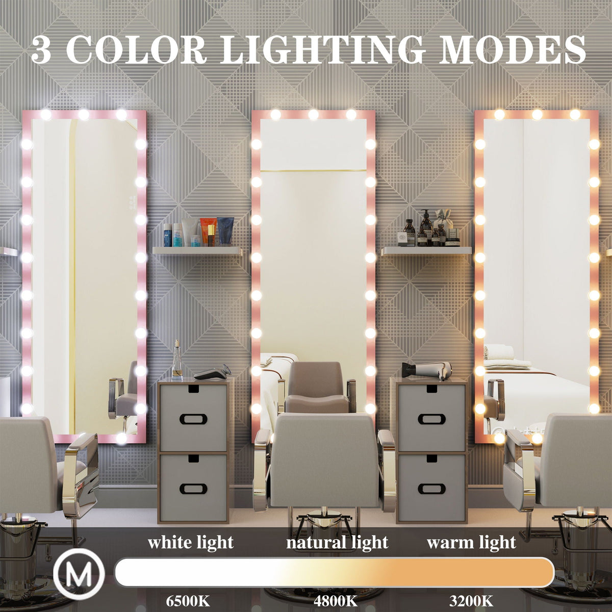 Full Length Mirror with Lights and Touch Control – Pearl Silver, Black, or Pink, photo 13 of 40