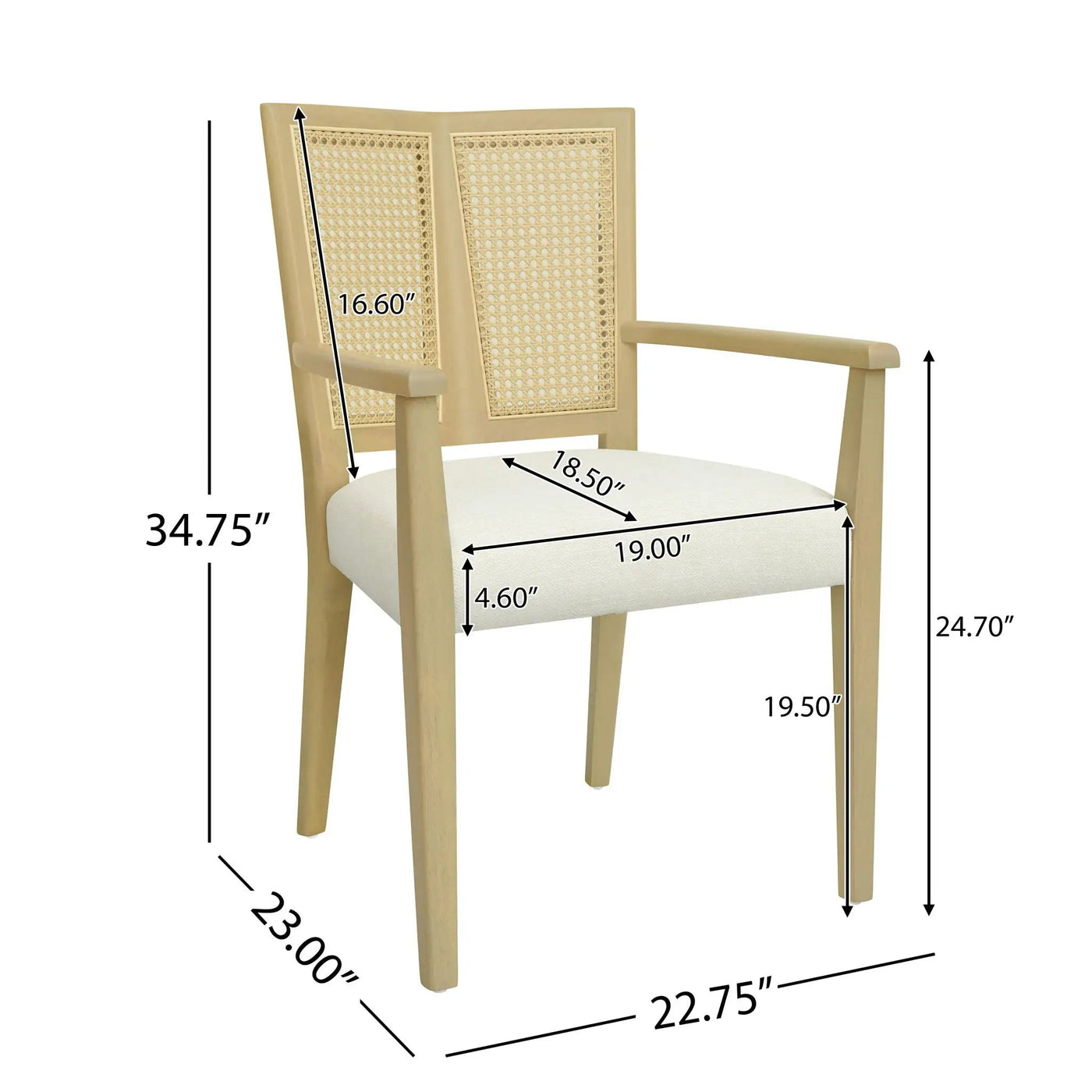 Mid Century Modern Arm Dining Chairs With Rattan Backrest by HouseOfZazla